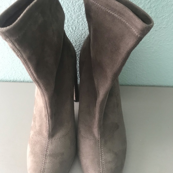 BCBG Shoes Grey Suede High Heels Ankle Boots Poshmark